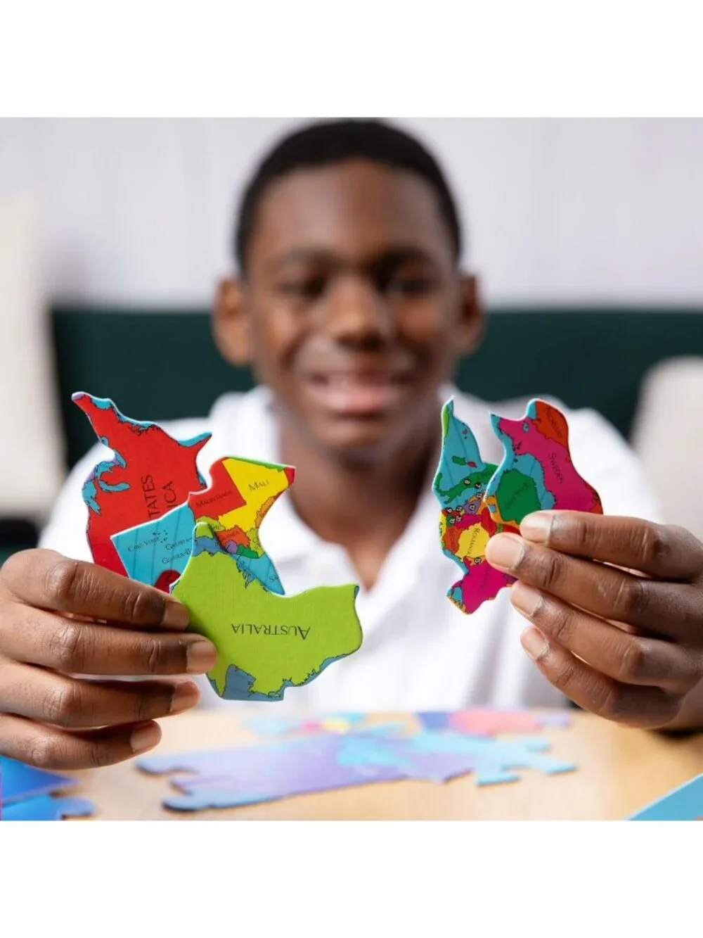 World Map Jigsaw Puzzle - 68 Pc Geography Game for Kids, Fun Educational Toy